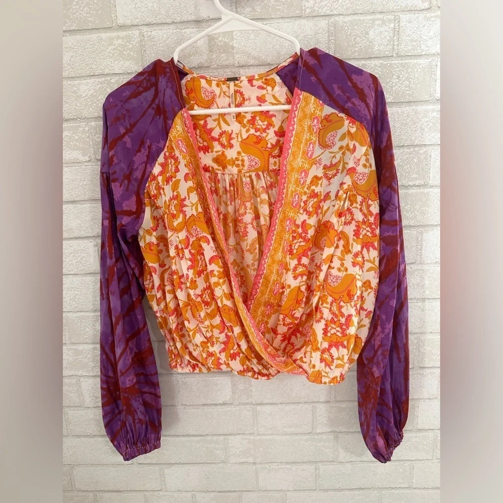 Free People Cruisin' Together Printed Top Wildberry Combo XS #1996